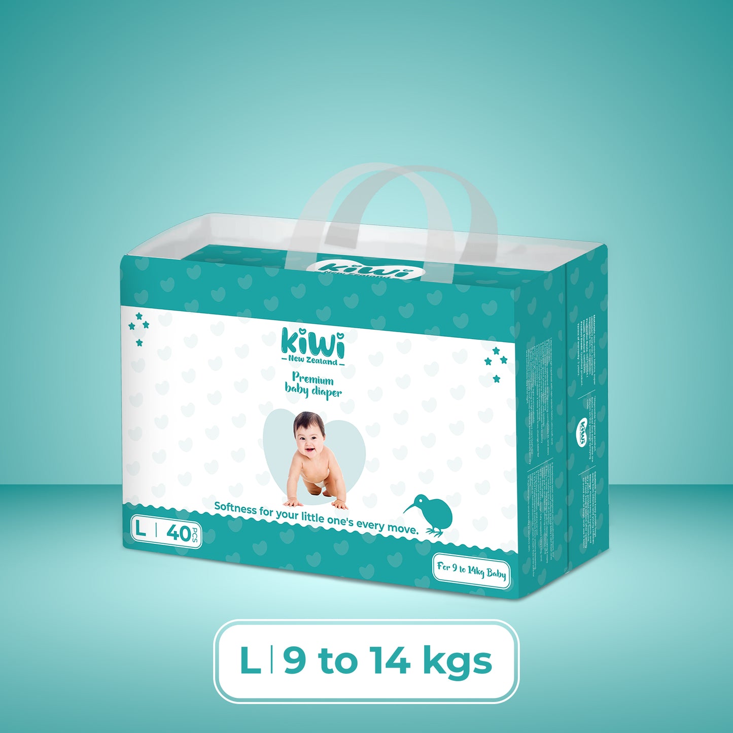 Kiwi New Zealand Premium Baby Diaper Pant Large (Pack Of 40).