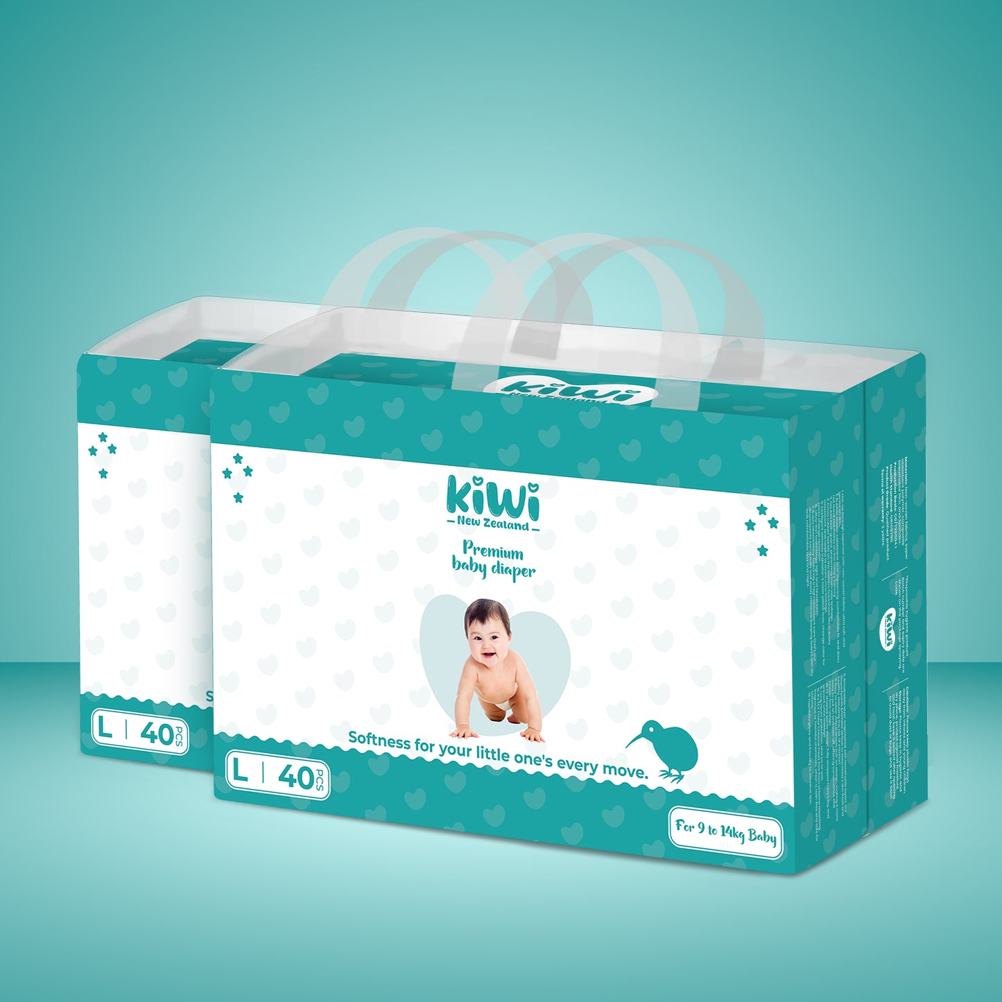 Kiwi New Zealand Premium Baby Diaper Pant Large (Pack of 40 *2).