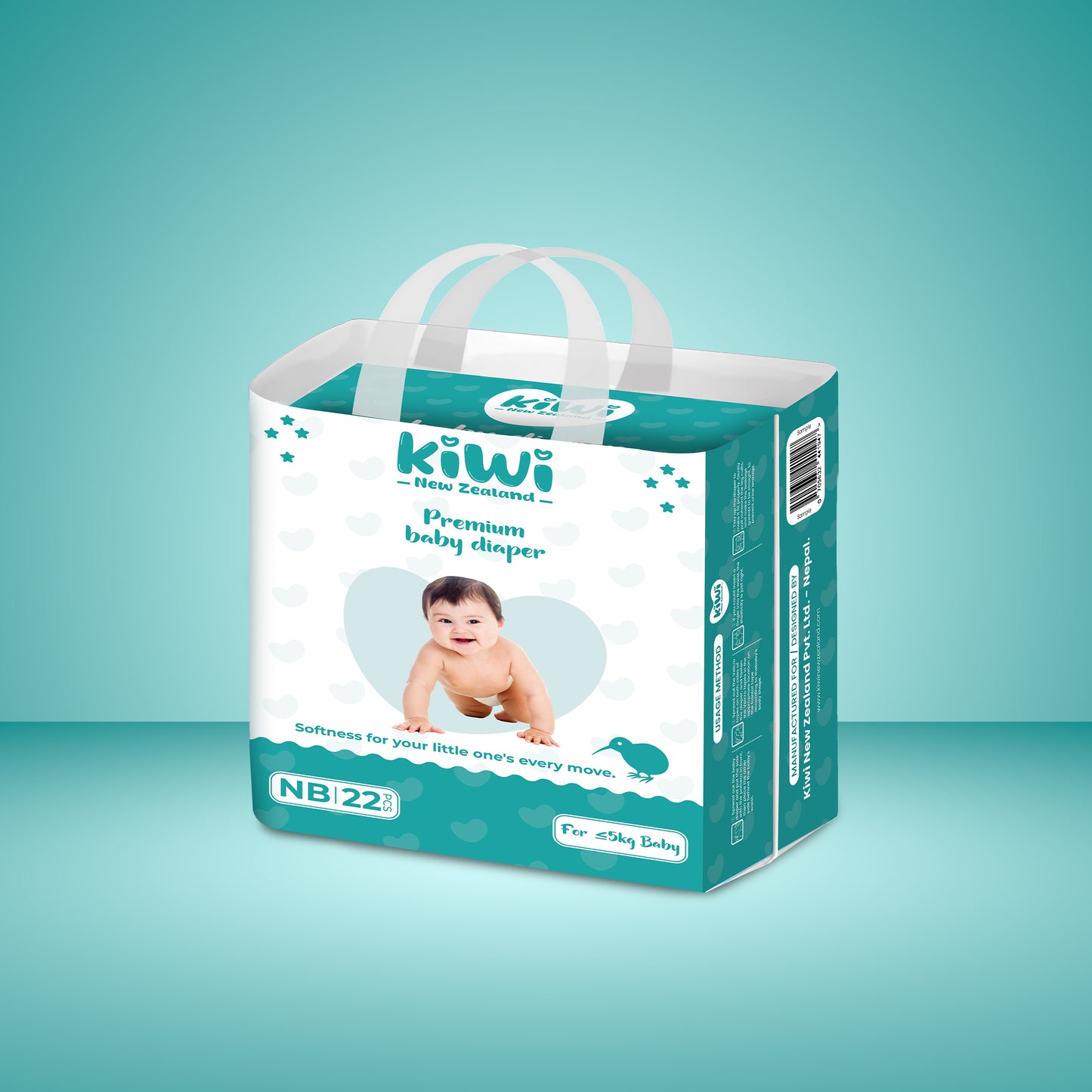 Kiwi New Zealand Premium Baby Diaper Taped New Born (Pack Of 22).