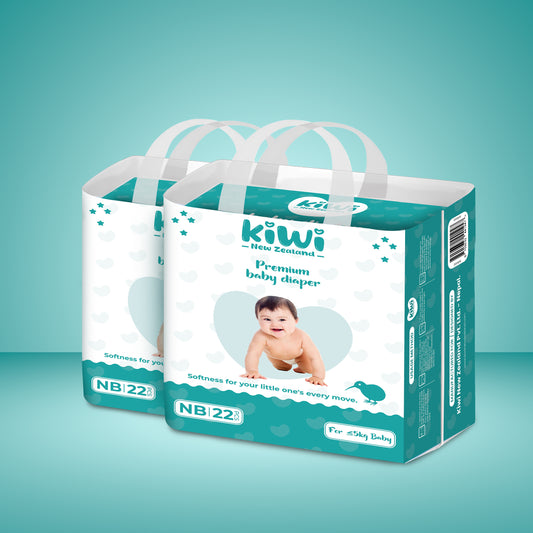 Kiwi New Zealand Premium Baby Diaper Taped New Born (Pack Of 22 * 2).