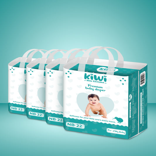 Kiwi New Zealand Premium Baby Diaper Taped New Born (Pack Of 22 * 4).