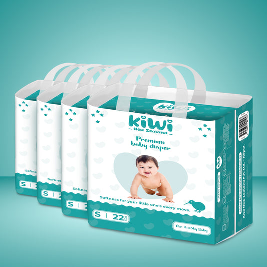 Kiwi New Zealand Premium Baby Diaper Taped Small (Pack Of 22 * 4).