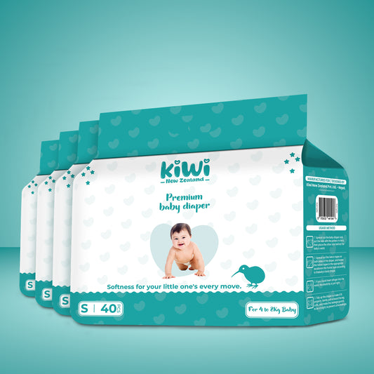Kiwi New Zealand Premium Baby Diaper Taped Small ( Pack Of 40 * 4)