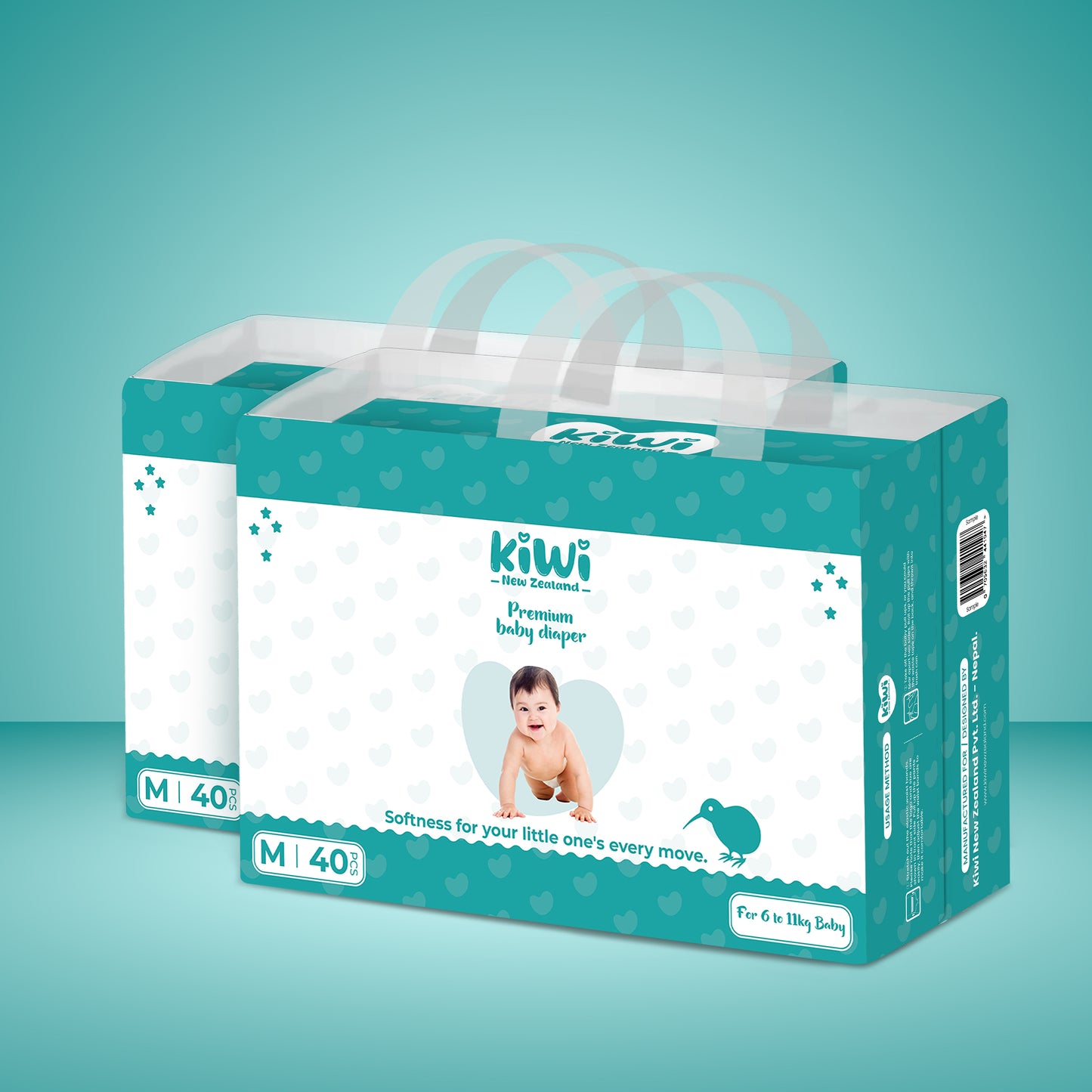 Kiwi New Zealand Premium Baby Diaper Pant Medium (Pack Of 40 * 2)