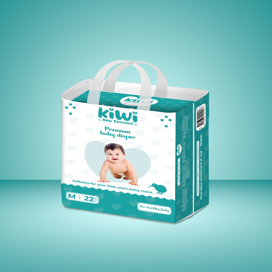 Kiwi New Zealand Premium Baby Diaper Taped Medium (Pack Of 22).