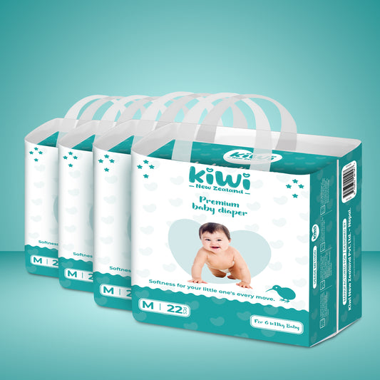 Kiwi New Zealand Premium Baby Diaper Taped Medium (Pack Of 22 * 4)